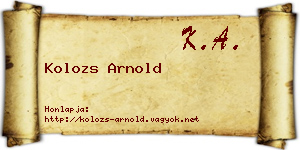 Kolozs Arnold névjegykártya
